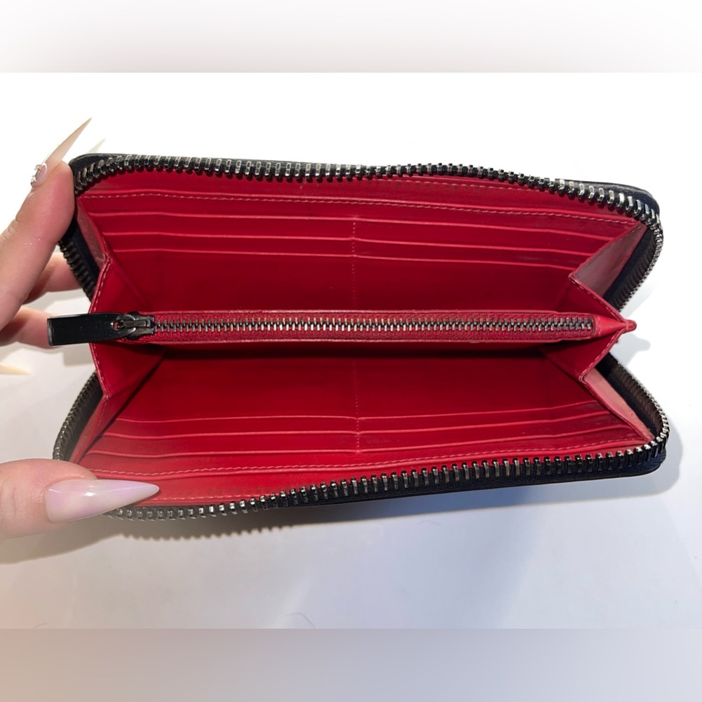 ♥️ Christian Louboutin Panettone Wallet Spikes Loubinthesky Seville Calf Leather - Picture 8 of 14